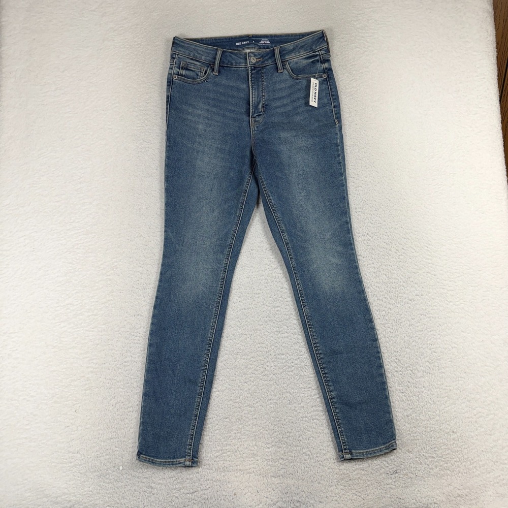 Old Navy Womens Rockstar Super Skinny High Blue Denim Jeans Size 6 (28x27) NWT